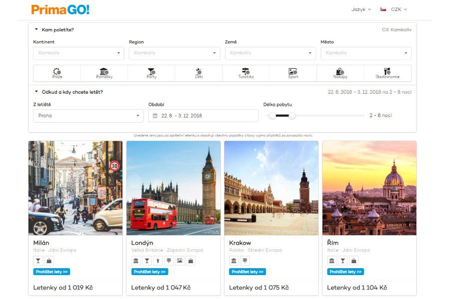 Letenkylevne.cz se spojily s Prima Go!