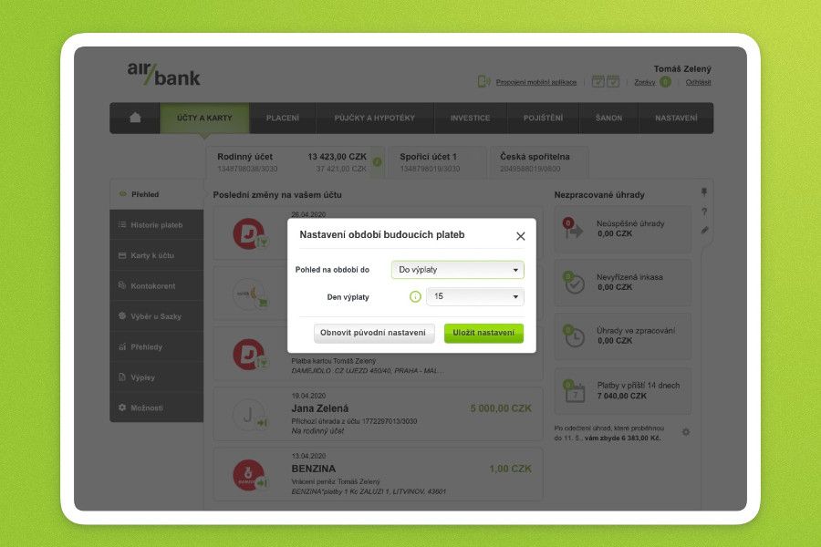 Air Bank nově zobrazuje Chytrý zůstatek