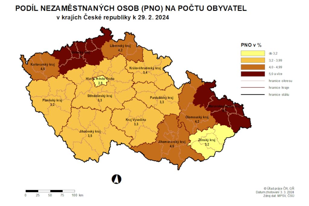 Nezaměstnanost se v únoru zastavila na 4 %