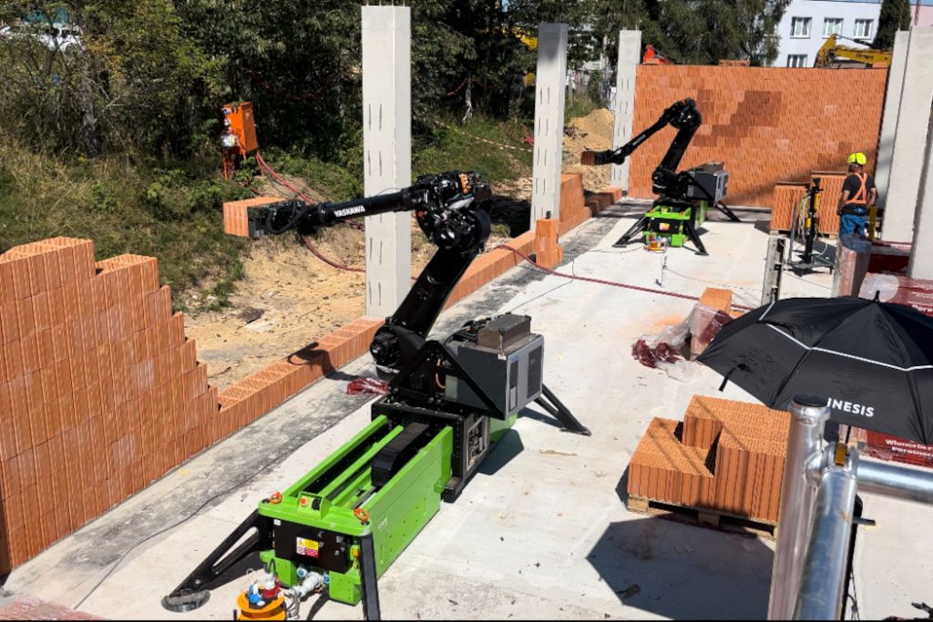 Krajský depozitář v Pelhřimově staví parta tří zdicích robotů